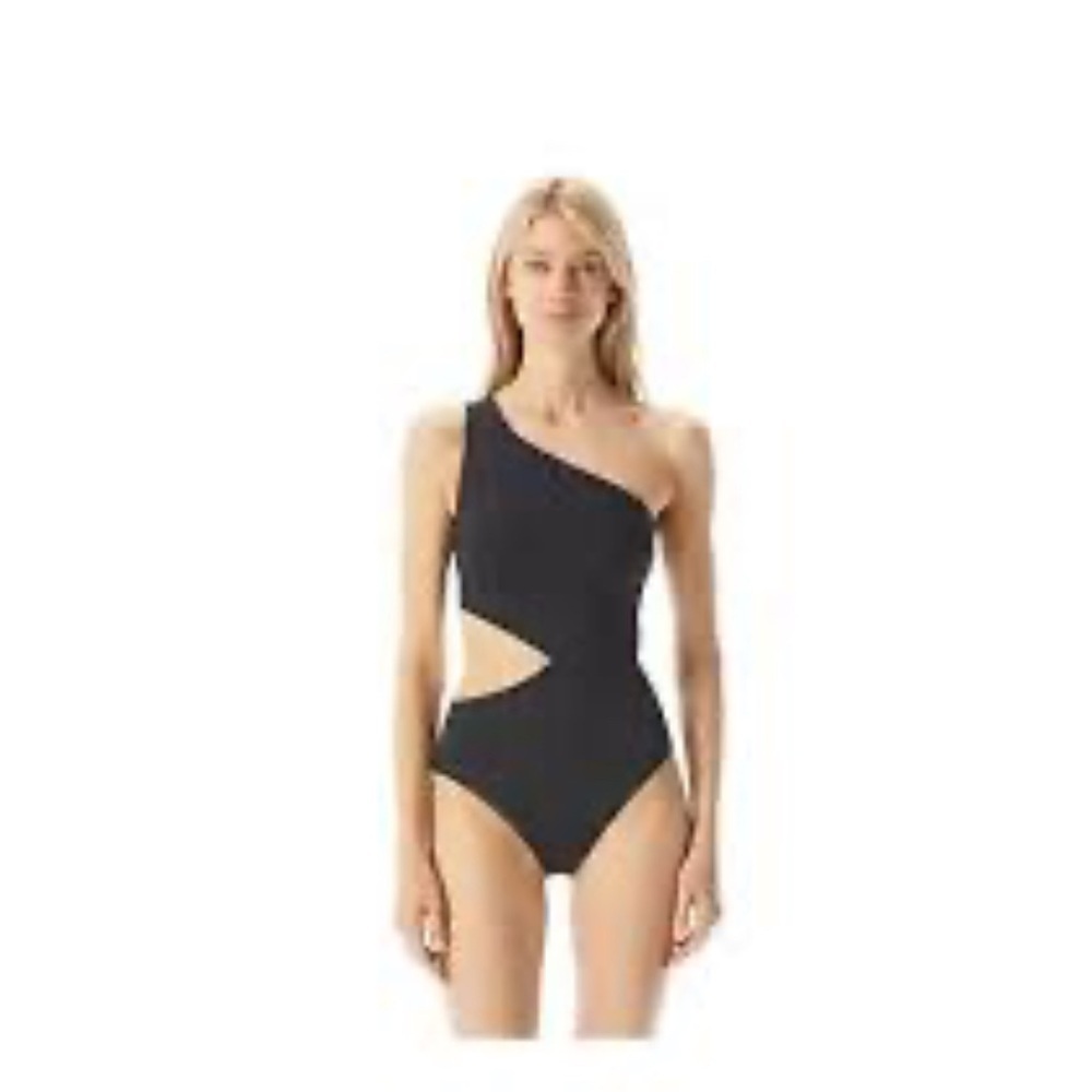Black One-Shoulder Swim One Piece